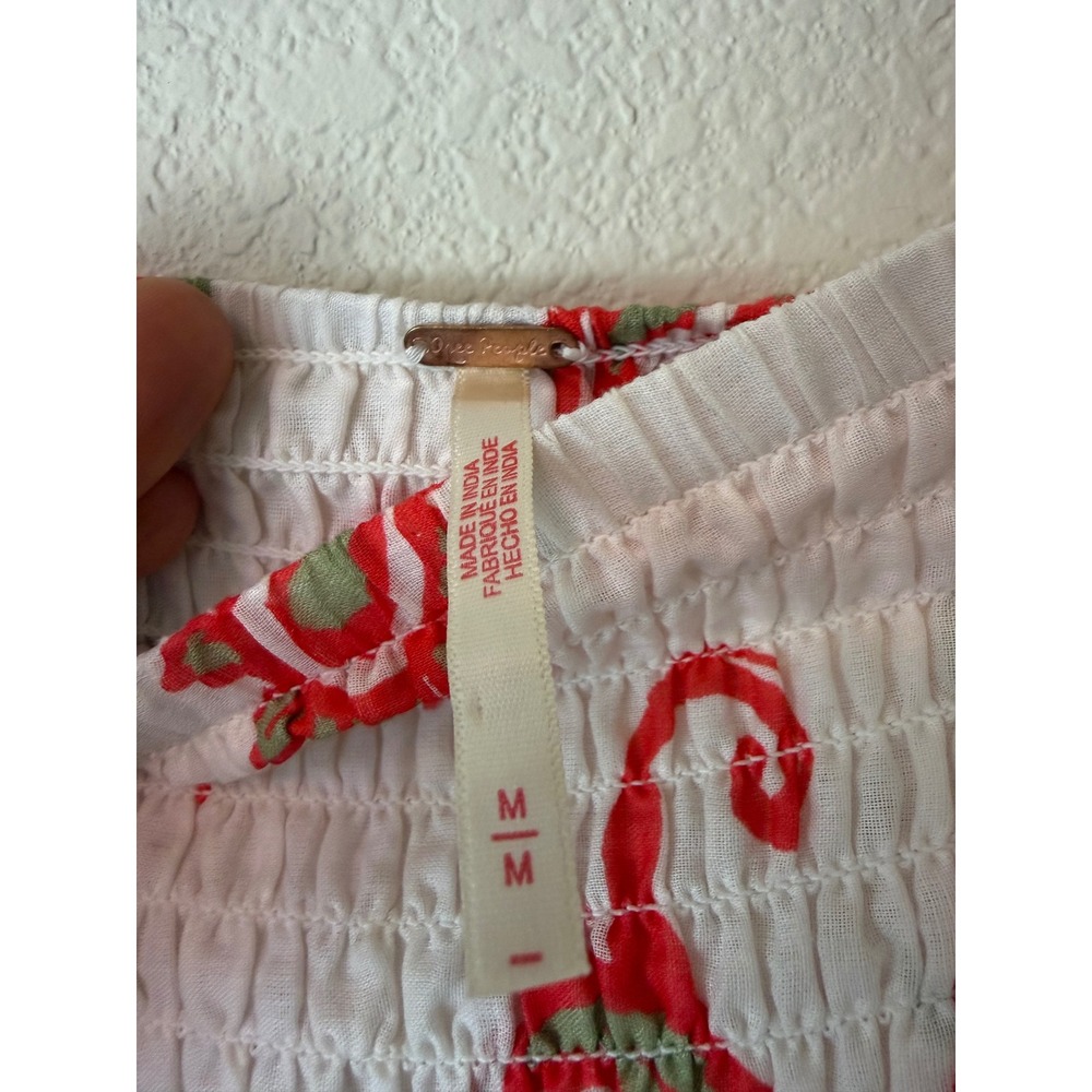 Free People Red Paisley Floral Tiered Maxi Skirt Smocked Cotton Boho Size - Picture 8 of 10